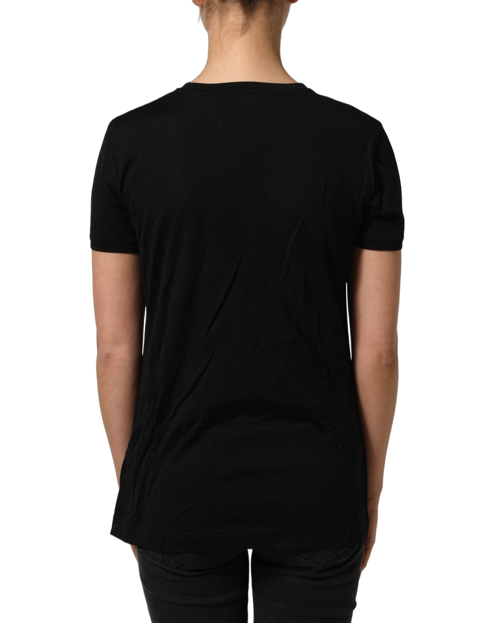 Dolce & Gabbana Black Wool Crew Neck Short Sleeves Men T-shirt