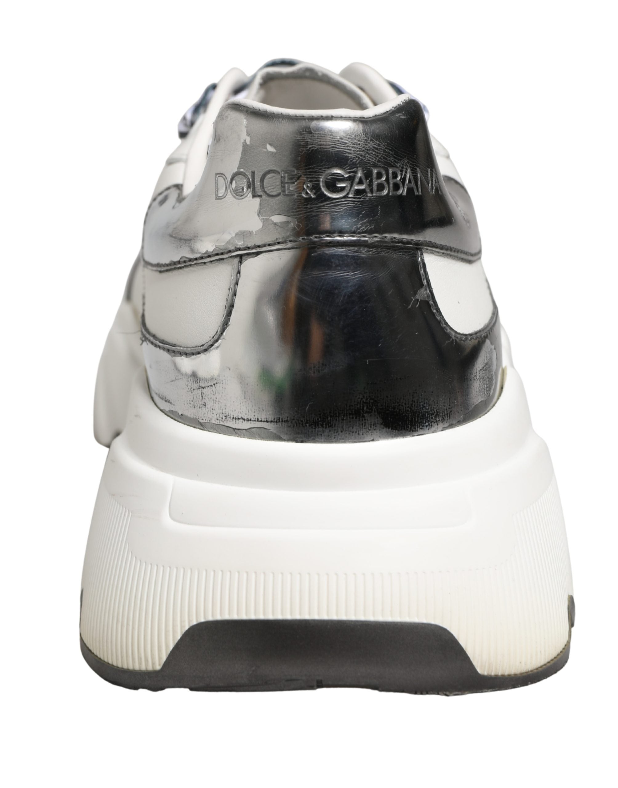 Dolce & Gabbana White Silver Daymaster Low Top Men Sneakers Shoes
