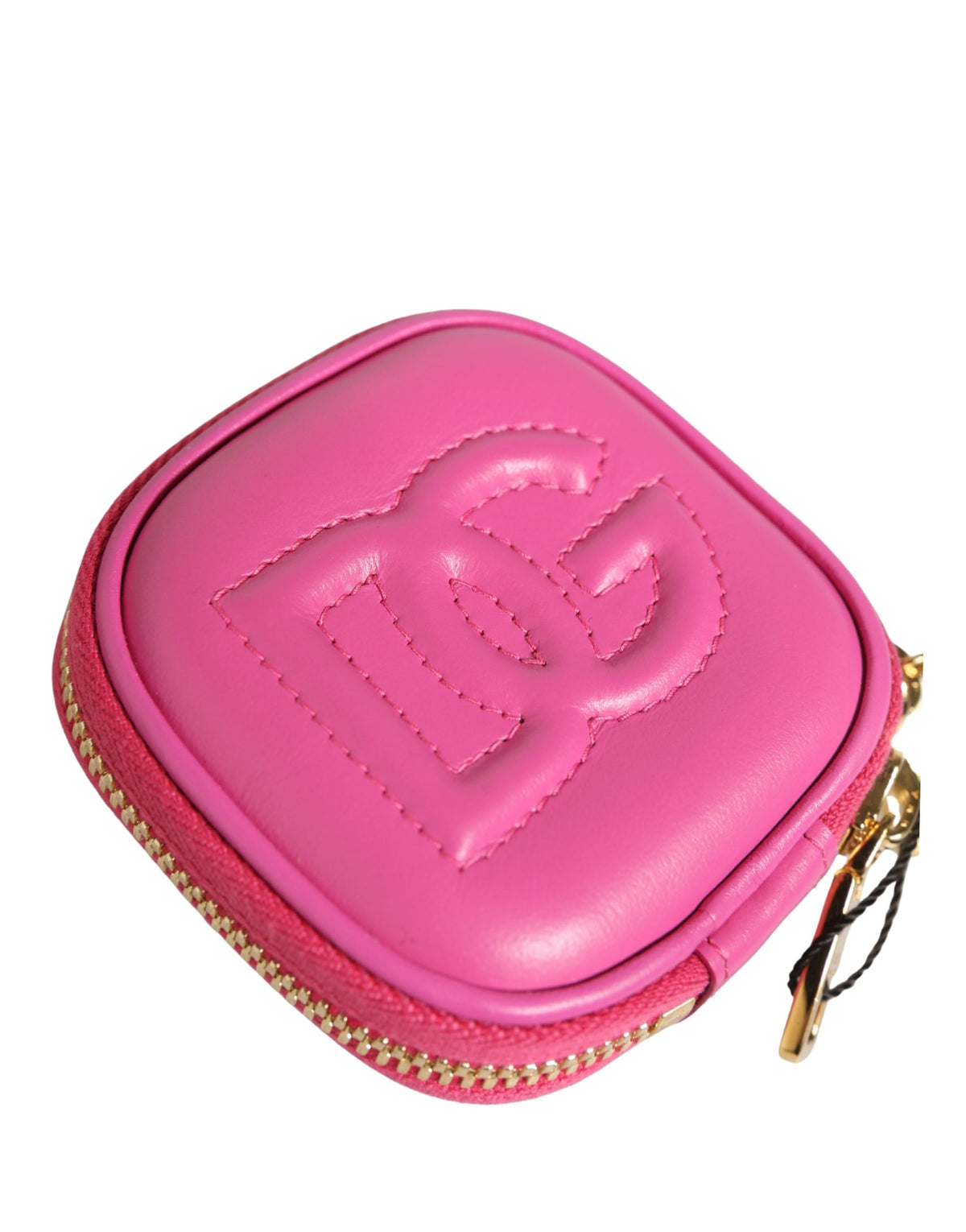 Dolce & Gabbana Pink Leather Embossed Logo Holder Airpod Case