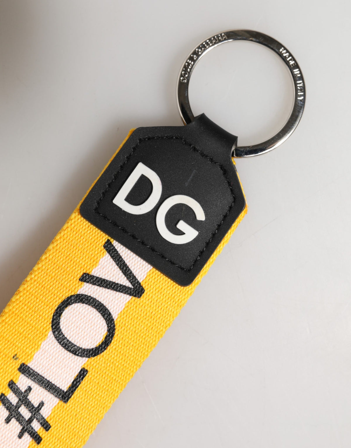 Dolce & Gabbana Yellow Logo Silver Brass Holder Keychain Keyring