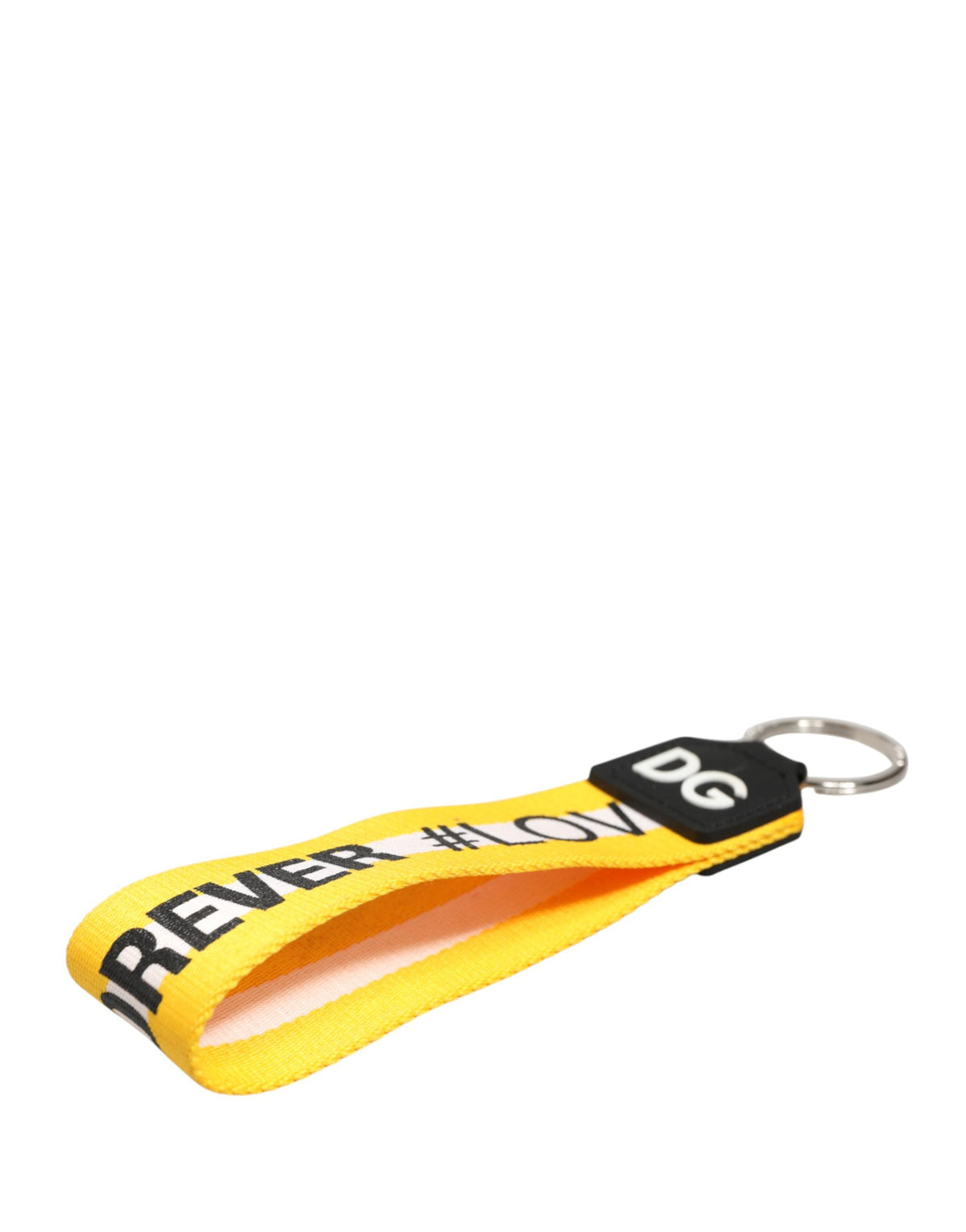 Dolce & Gabbana Yellow Logo Silver Brass Holder Keychain Keyring