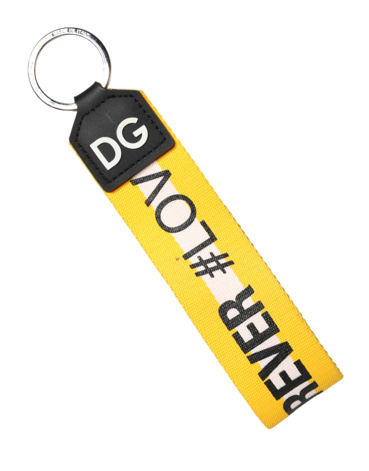 Dolce & Gabbana Yellow Logo Silver Brass Holder Keychain Keyring