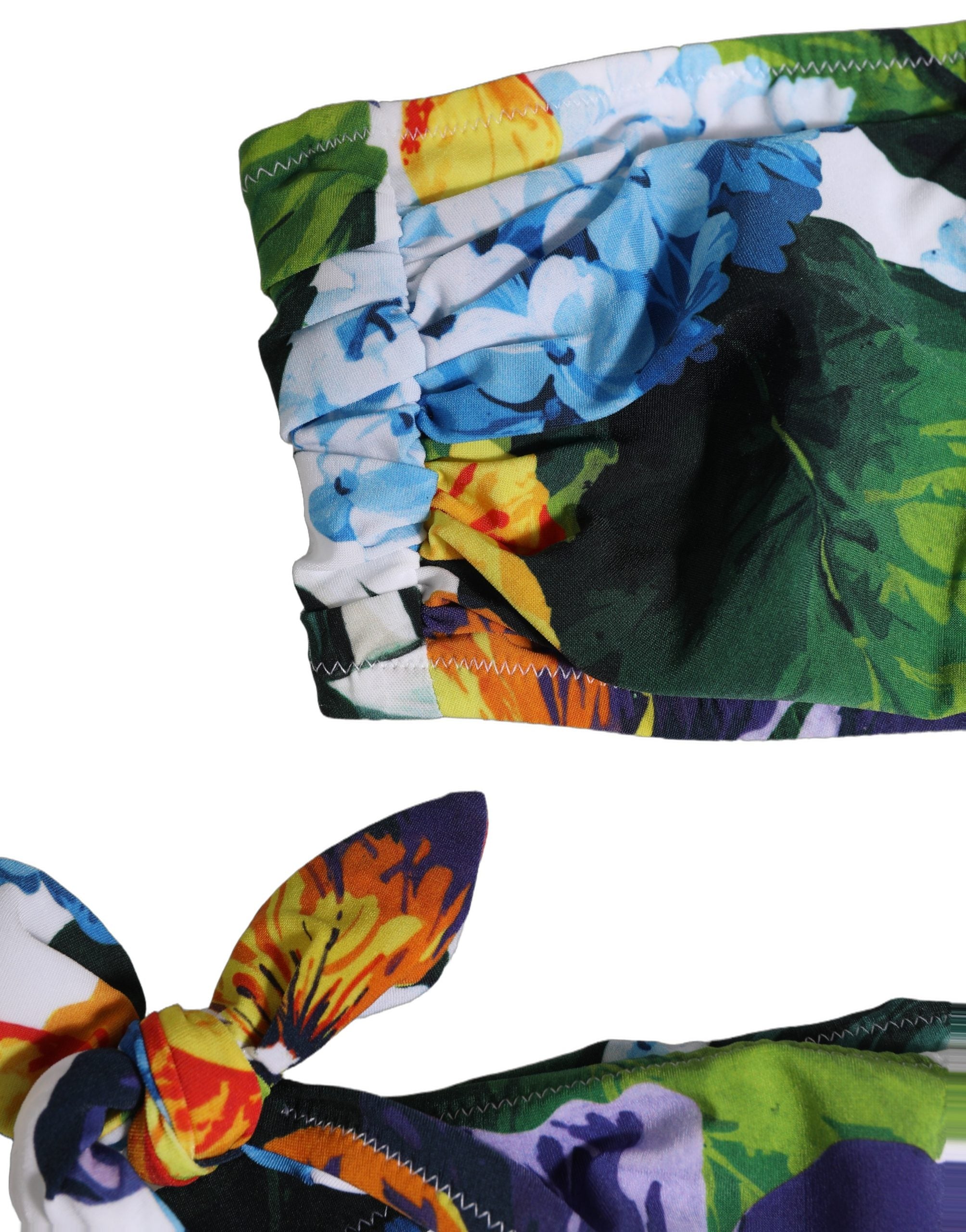 Dolce & Gabbana White Floral Bandeau Brief Two Piece Swimwear