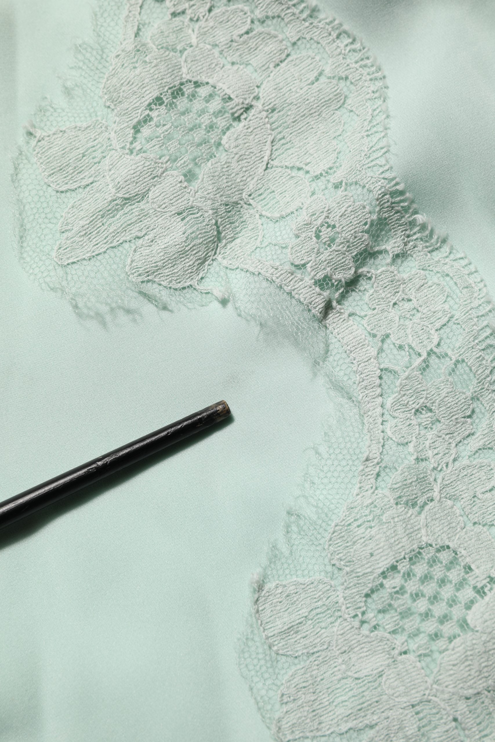 Dolce & Gabbana Mint Green Silk Lace Trim Abaya Maxi Dress