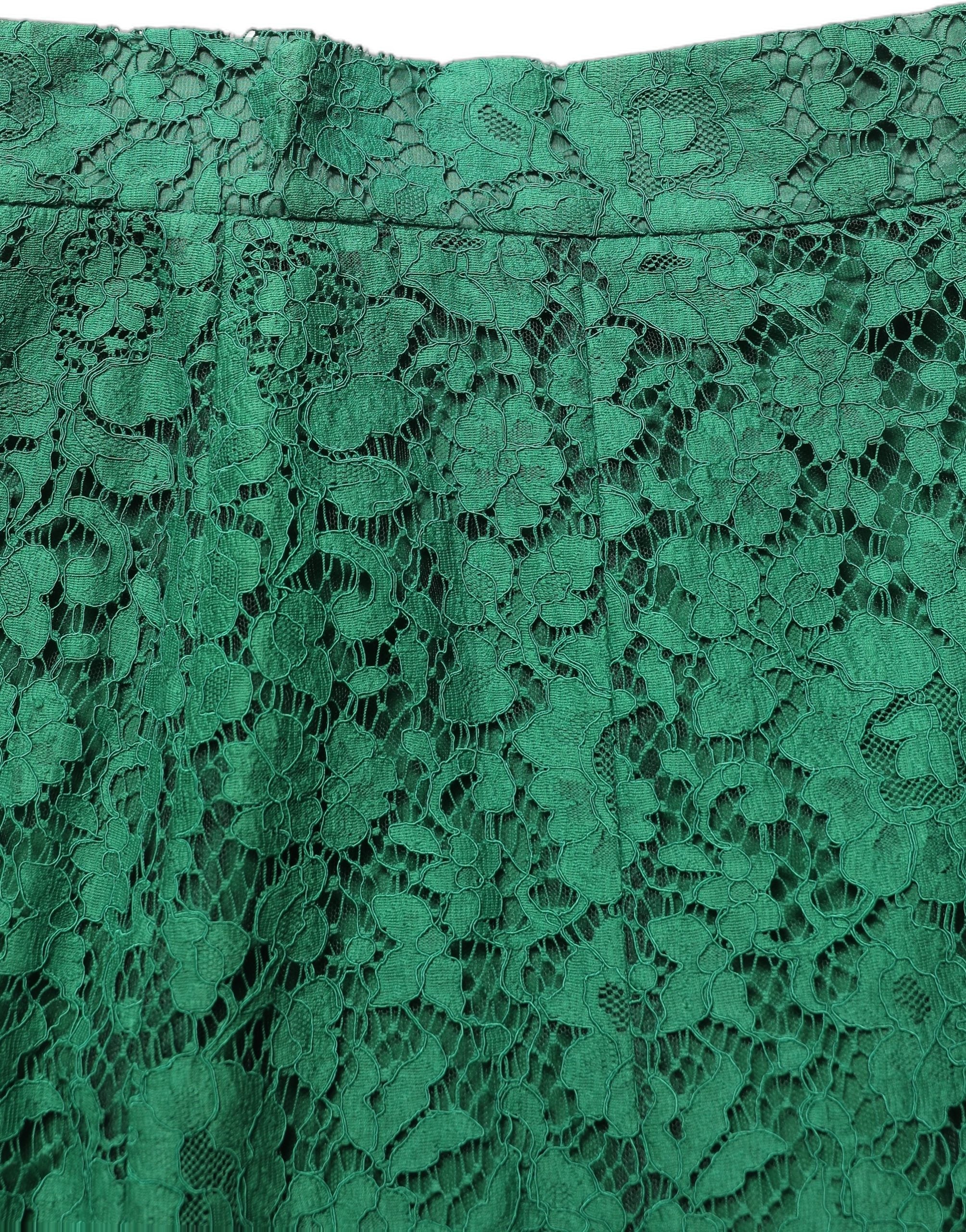 Dolce & Gabbana Green Lace High Waist Mermaid Midi Skirt