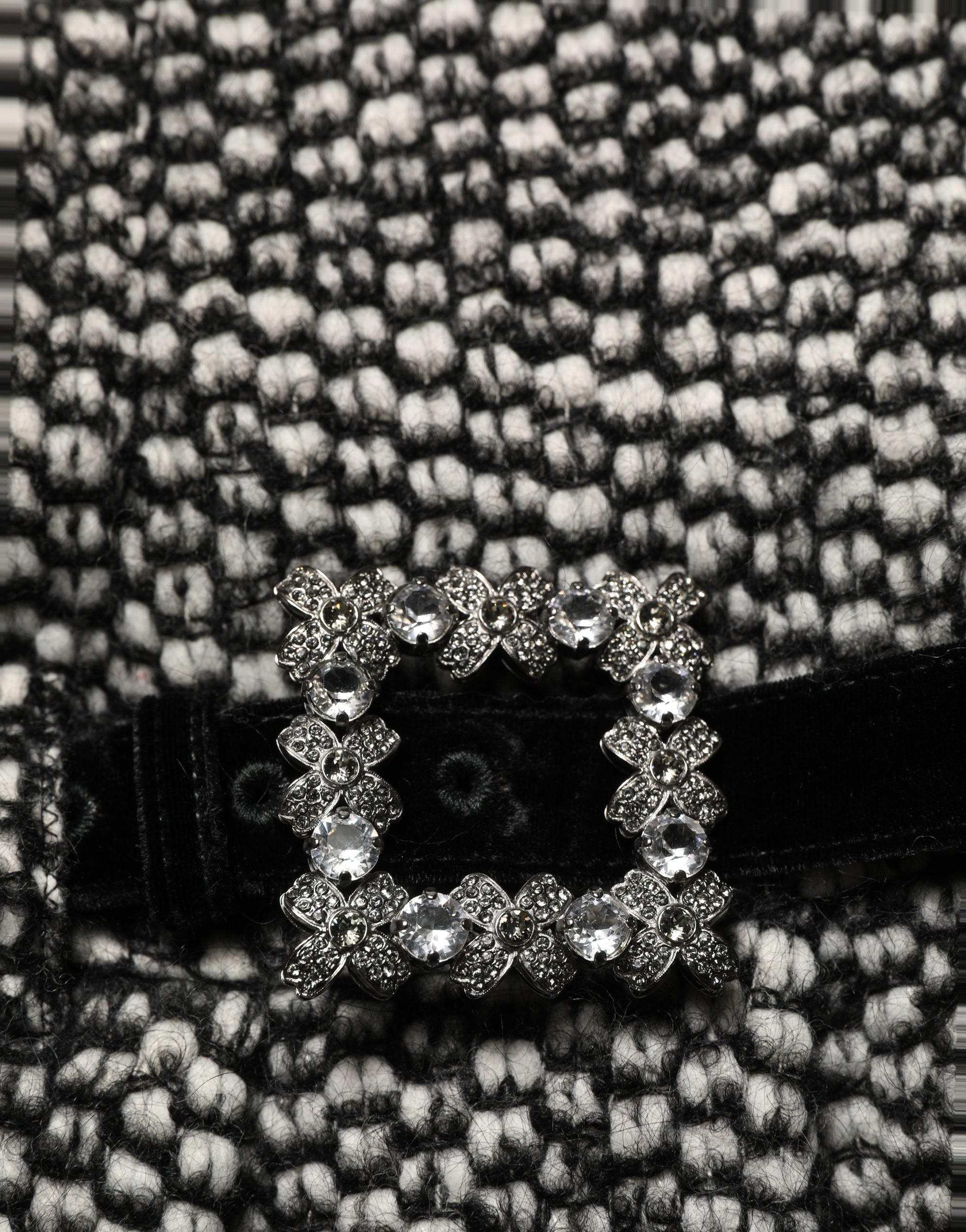 Dolce & Gabbana Black White Tweed High Waist Pleated Skirt