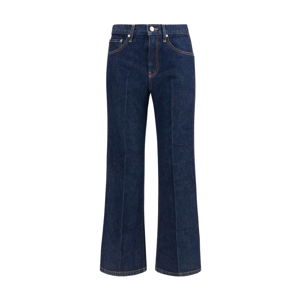 Khaite Blue Cotton Flared Jeans