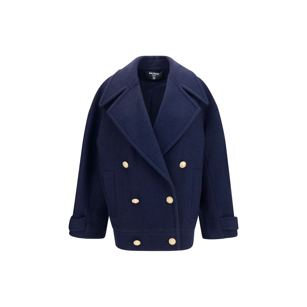 Balmain Blue Wool Coat