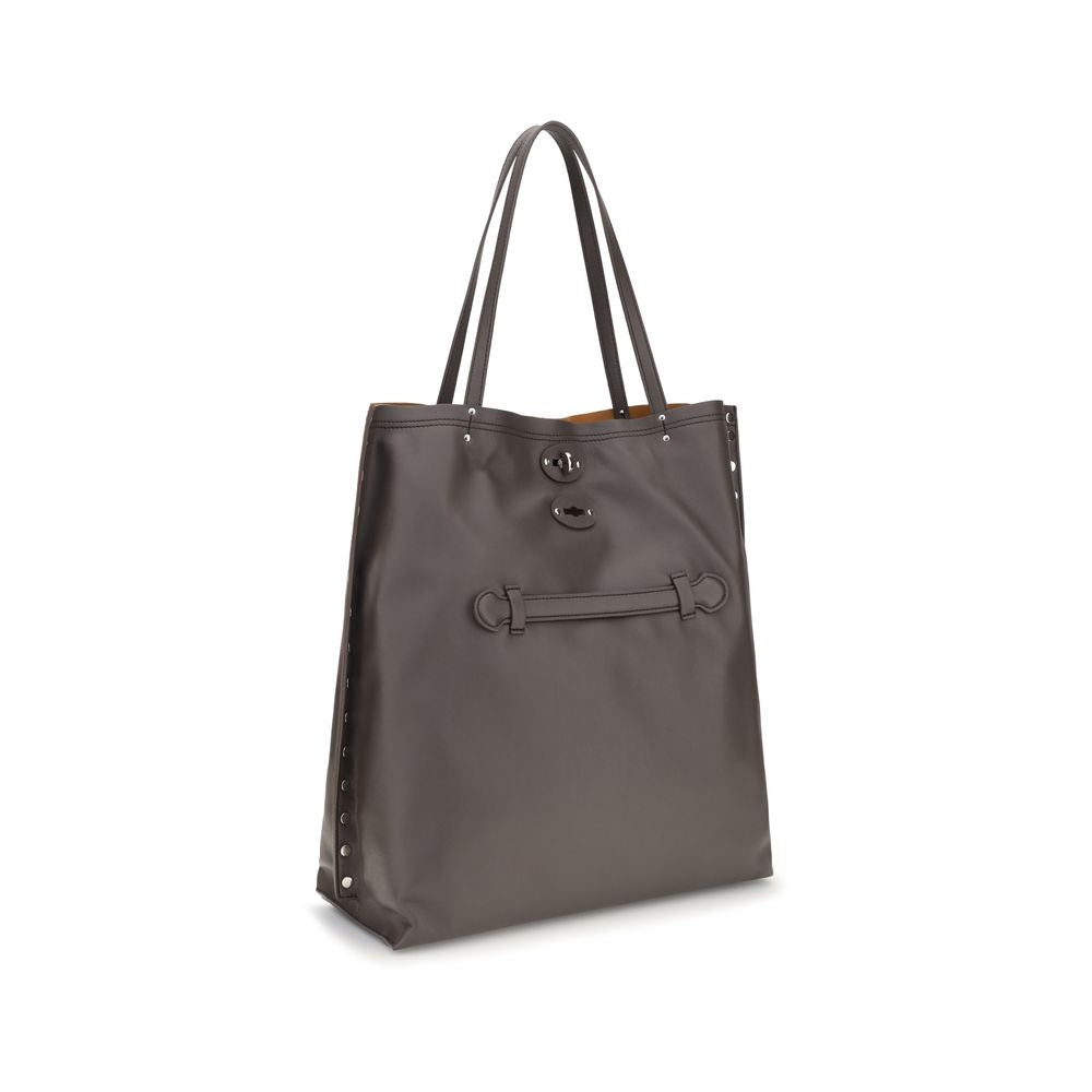 Zanellato Gray Leather Shoulder Bag