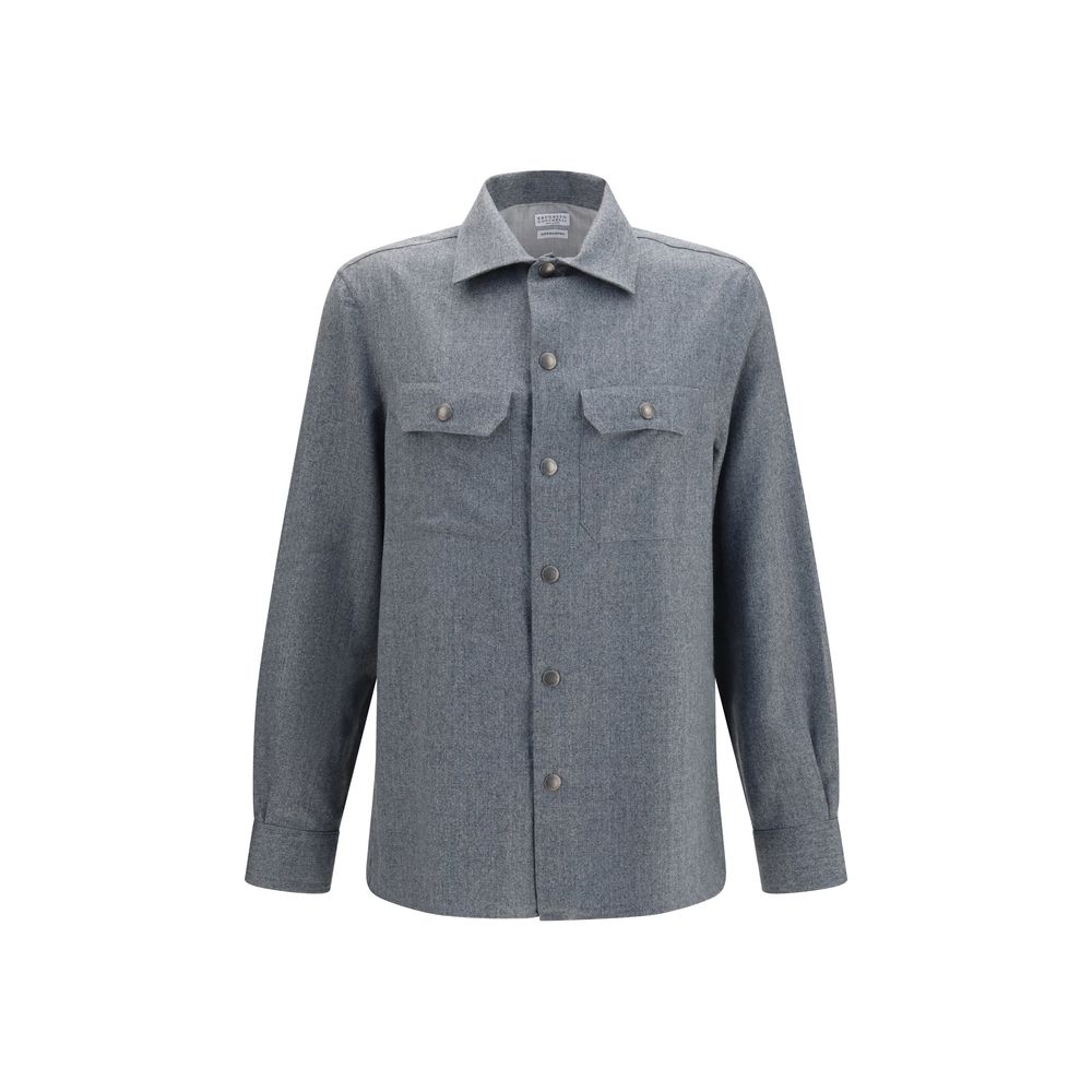 Brunello Cucinelli Gray Wool Shirt