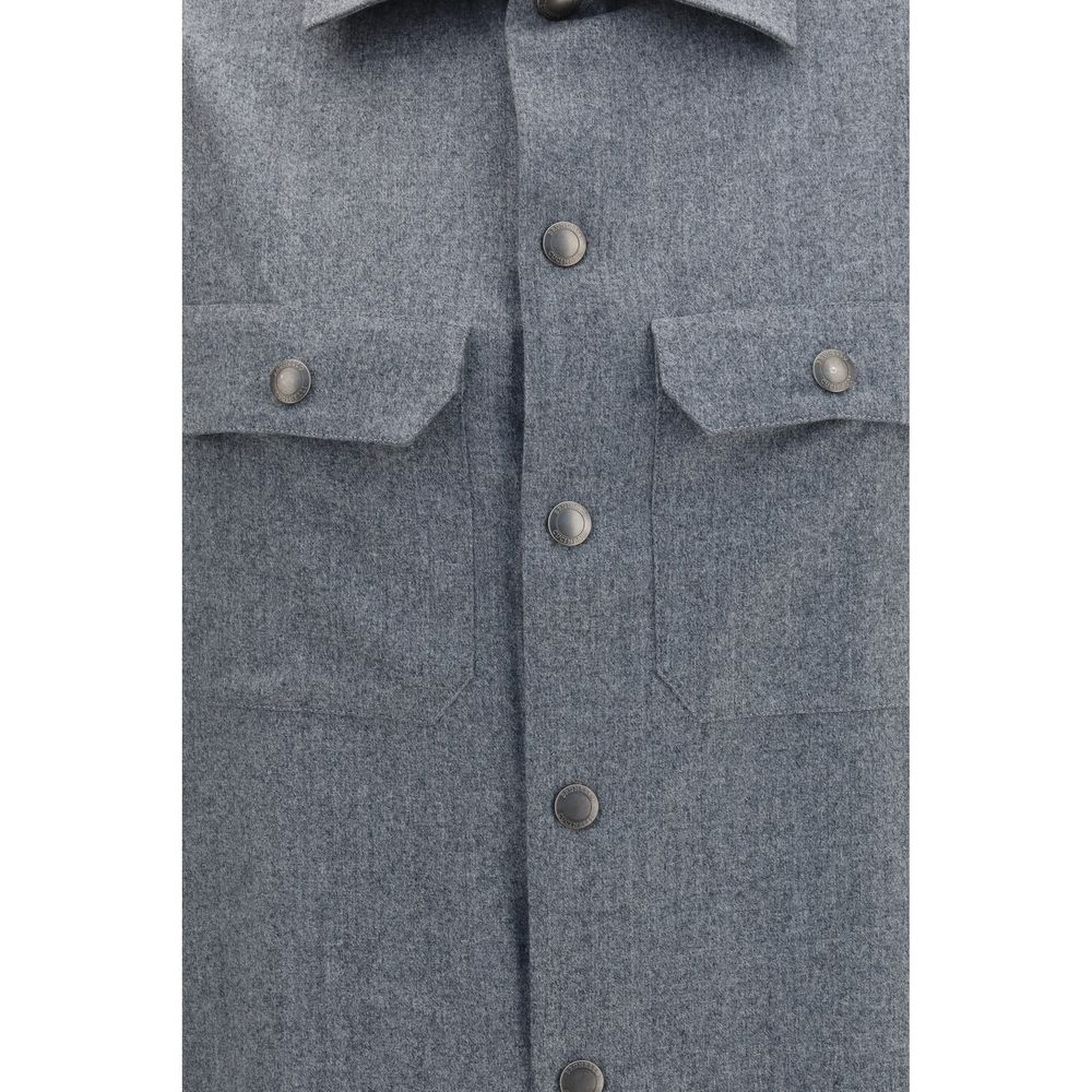 Brunello Cucinelli Gray Wool Dress Shirt