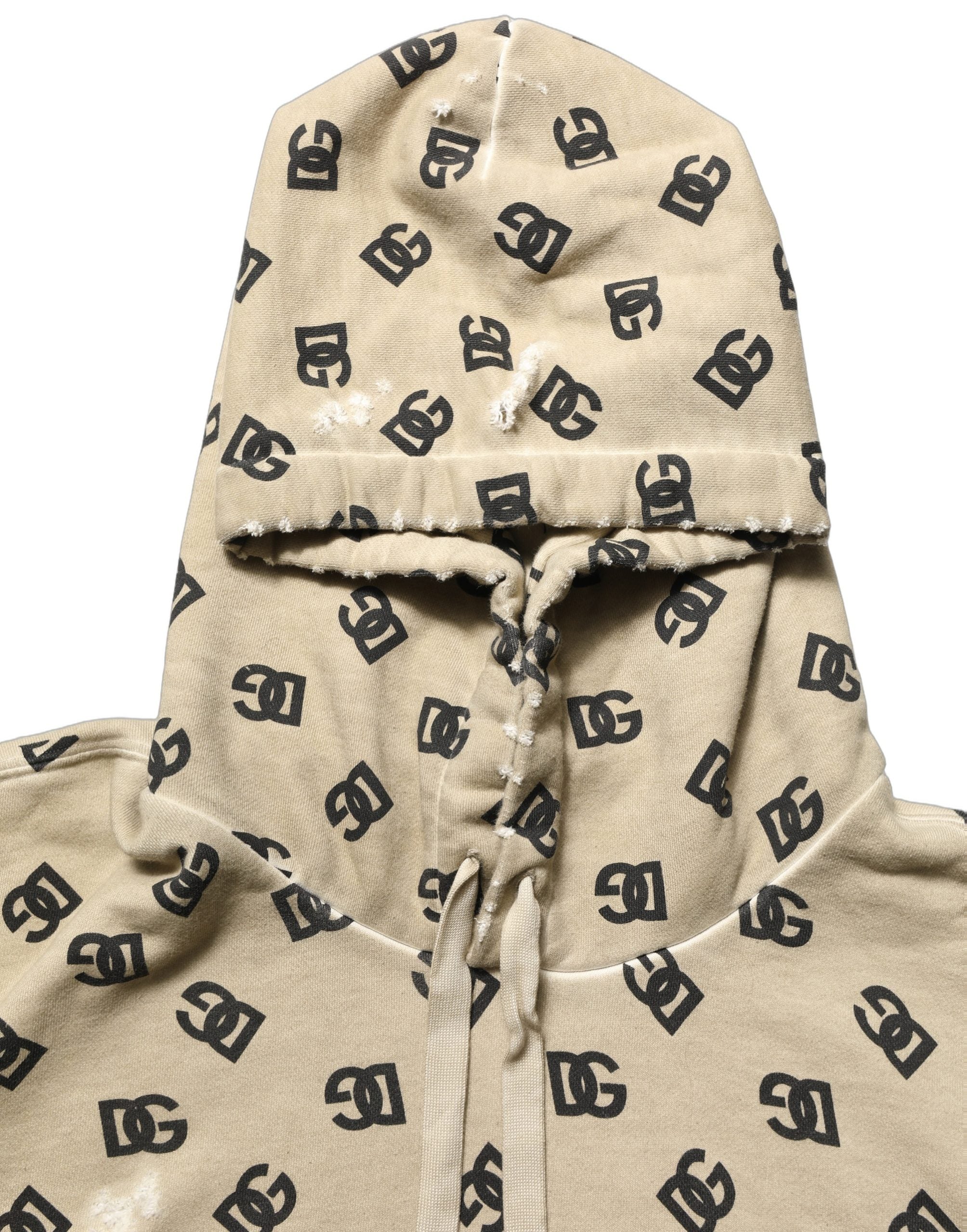 Dolce & Gabbana Brown Cotton Logo Hooded Sweatshirt Sweater