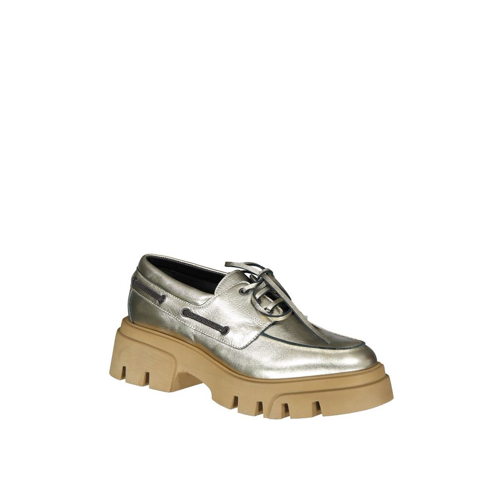 Brunello Cucinelli Gold Leather Platform Loafers