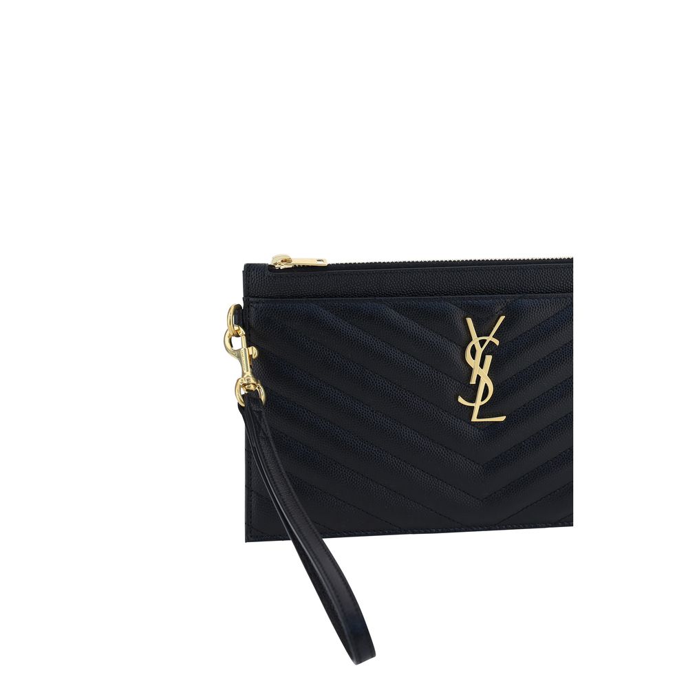 Saint Laurent Black Leather Clutch Bag