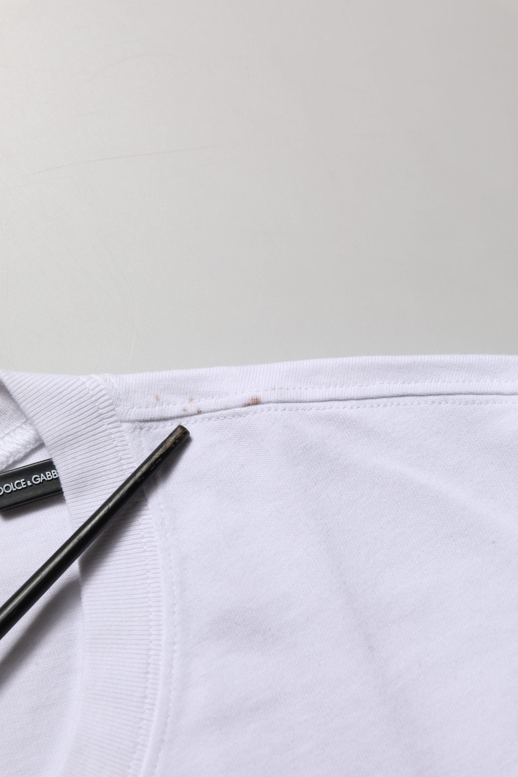 Dolce & Gabbana White Blue Stripe Cotton Short Sleeve T-shirt