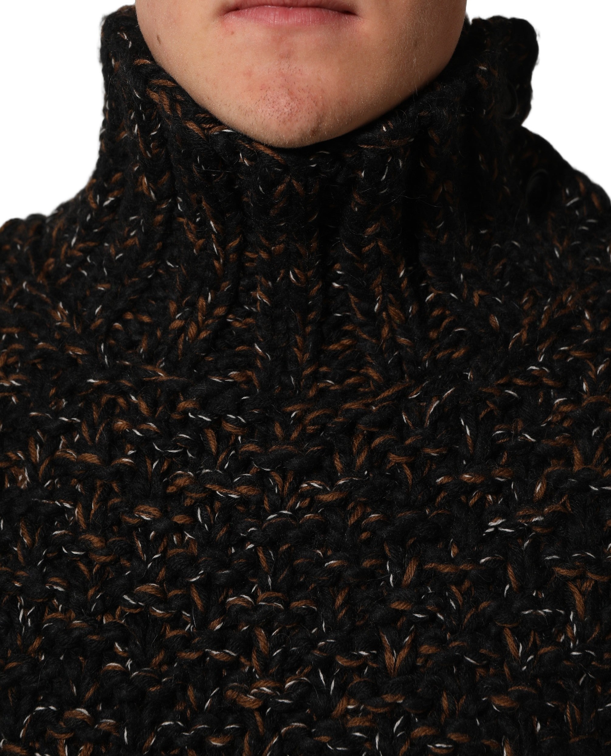 Dolce & Gabbana Brown Wool Knit Turtleneck Pullover Sweater