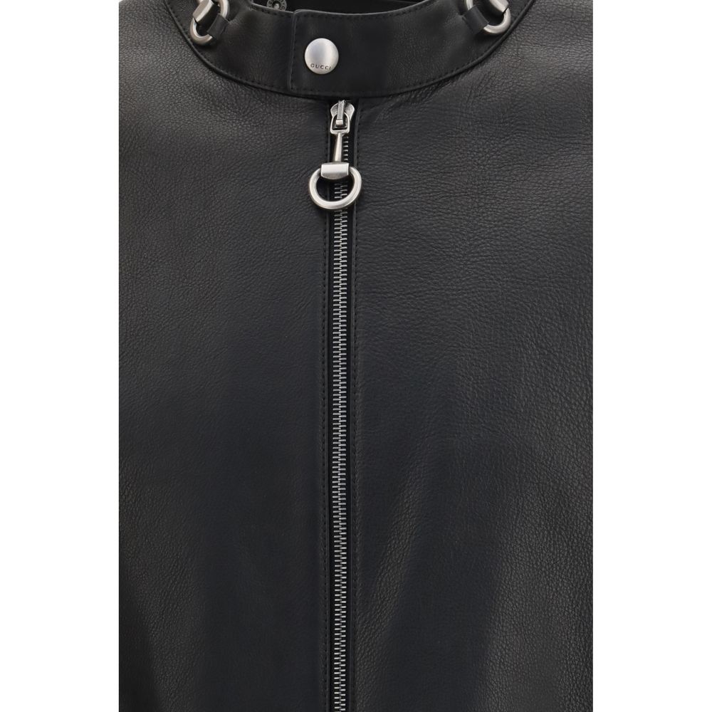 Gucci Black Leather Biker Jacket