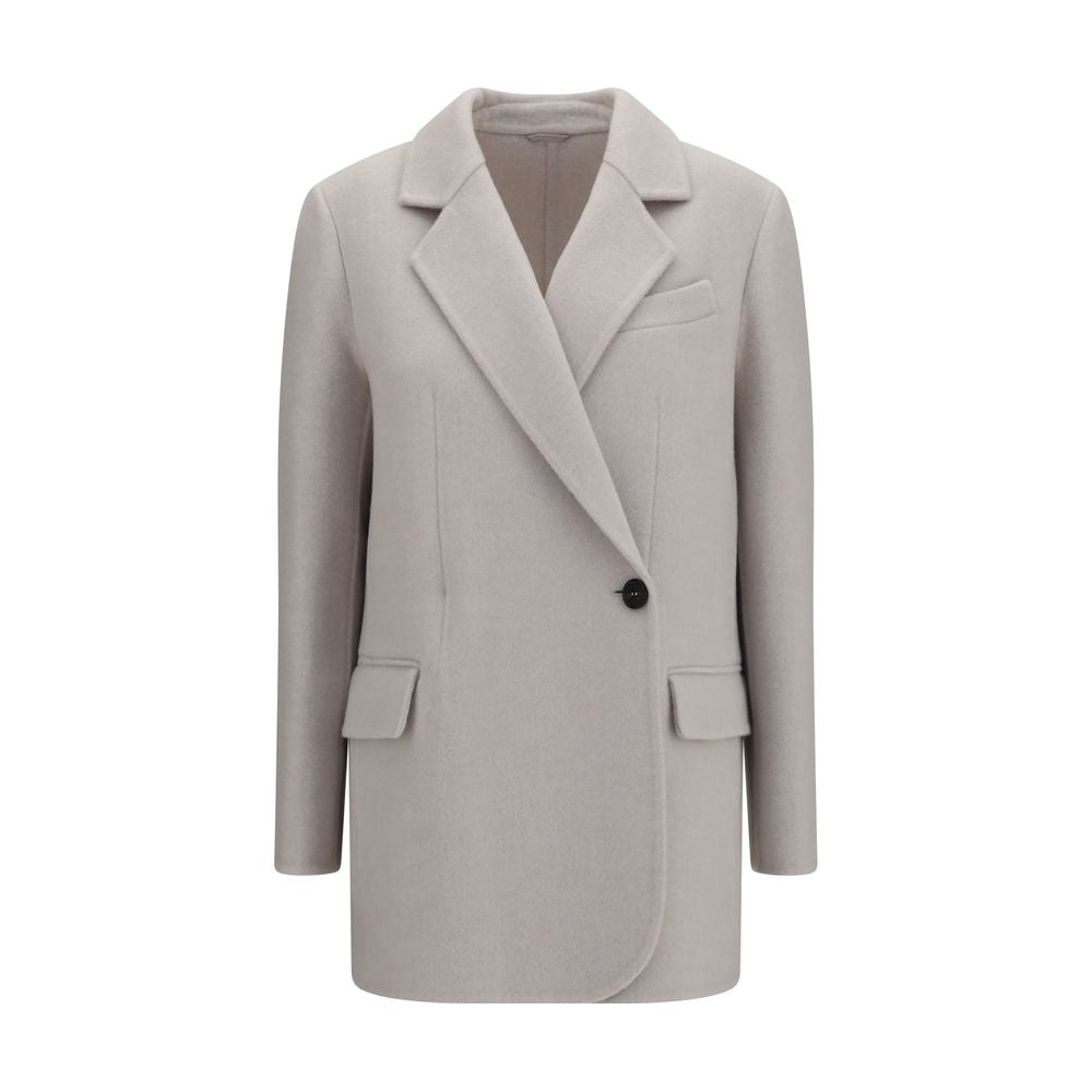 Brunello Cucinelli White Wool Full-Length Jacket