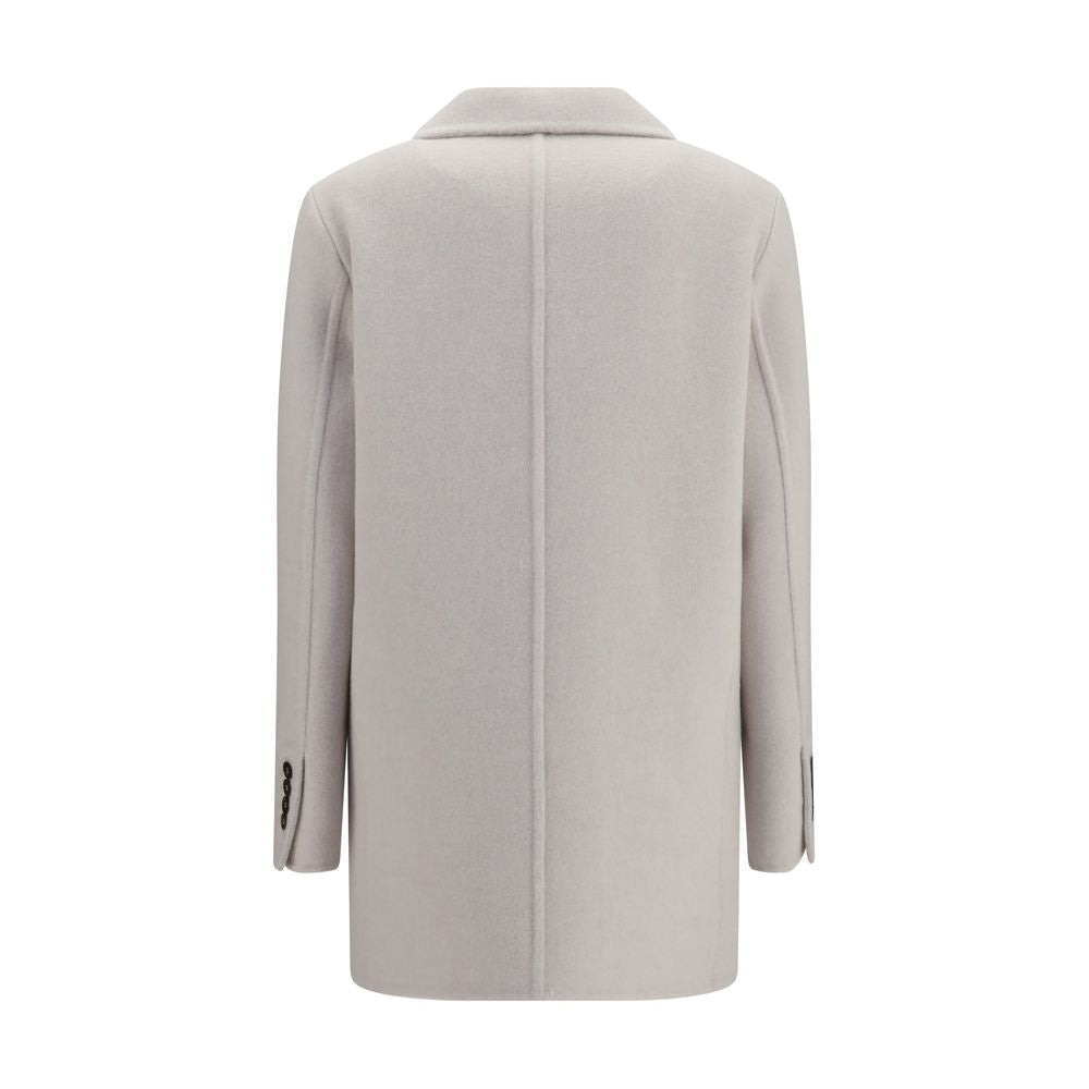 Brunello Cucinelli White Wool Oves Aries Full-Length Jacket