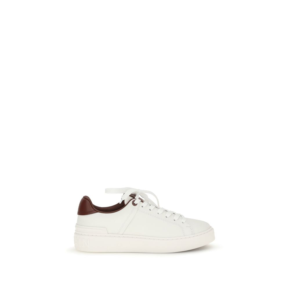 Balmain White Leather Athletic Sneakers