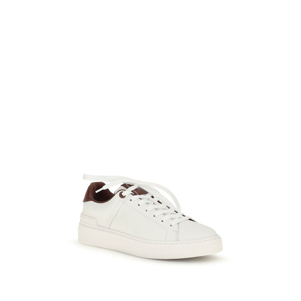 Balmain White Leather Athletic Sneakers