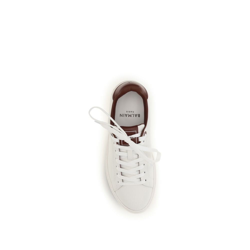 Balmain White Leather Athletic Sneakers