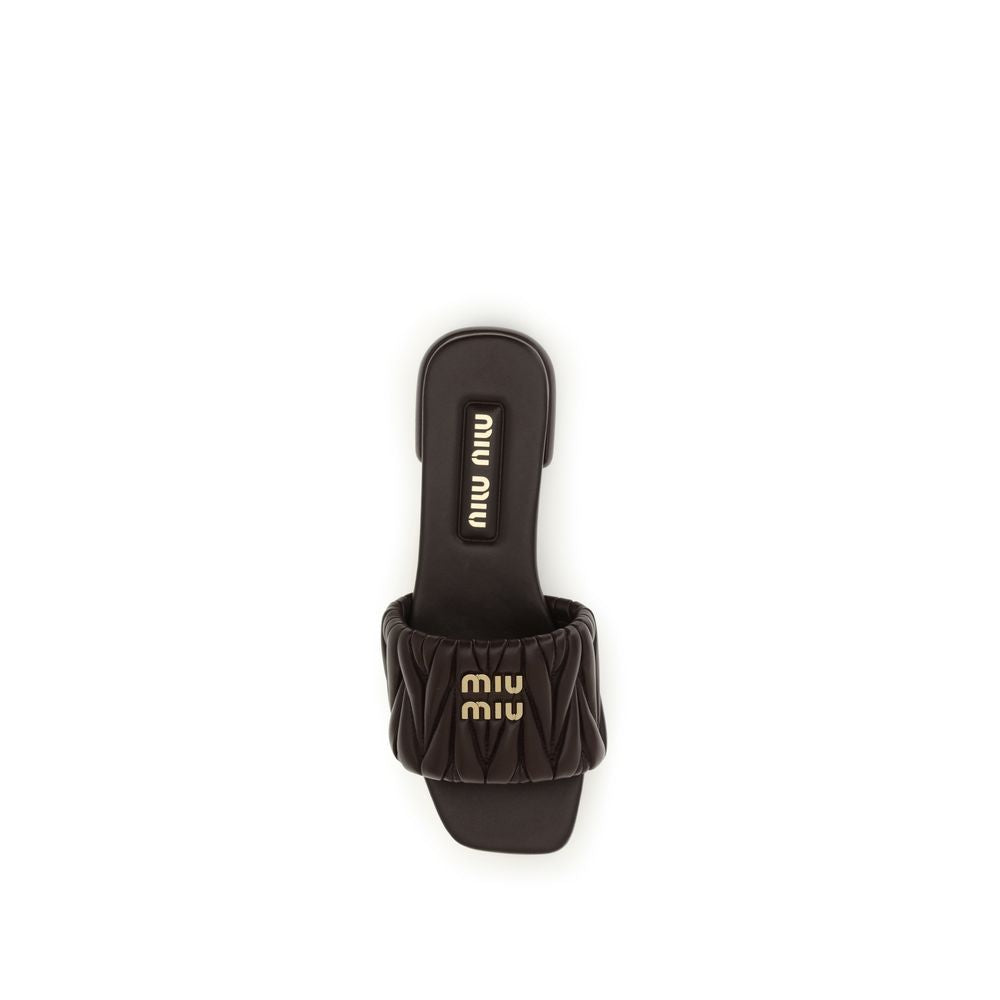 Miu Miu Brown Leather Flat Sandals