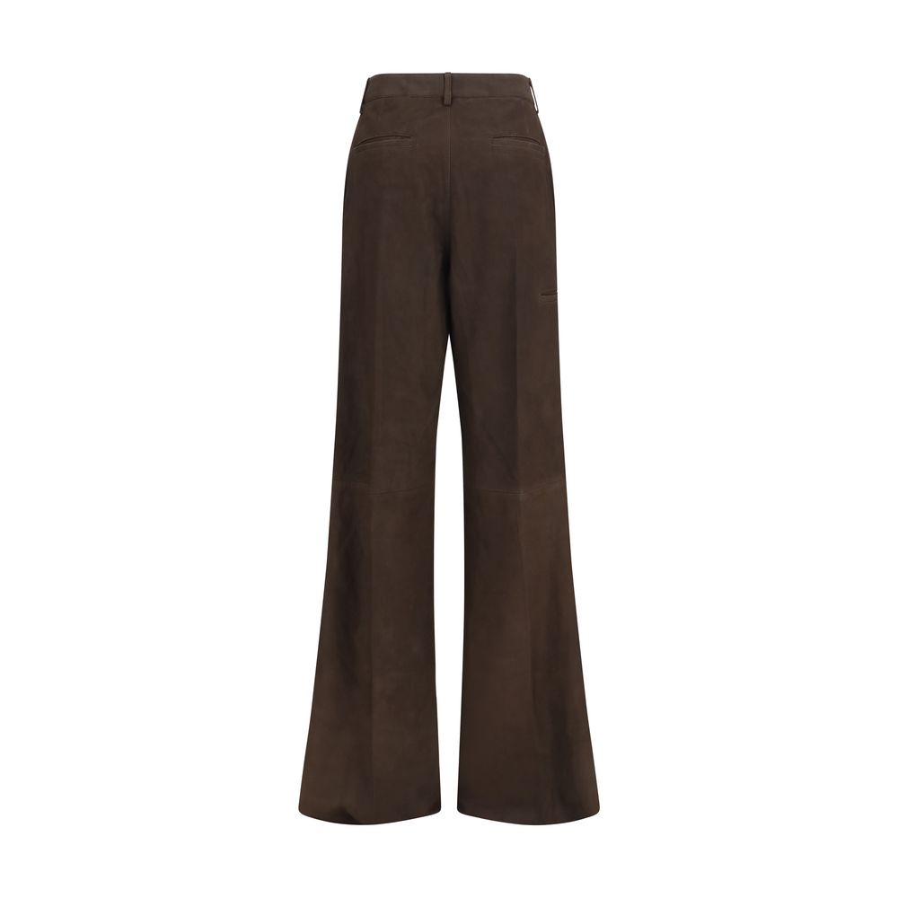 Rick Owens Brown Leather Casual Pants