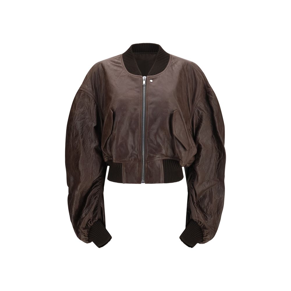 Rick Owens Brown Calf Leather Bos Taurus Bomber