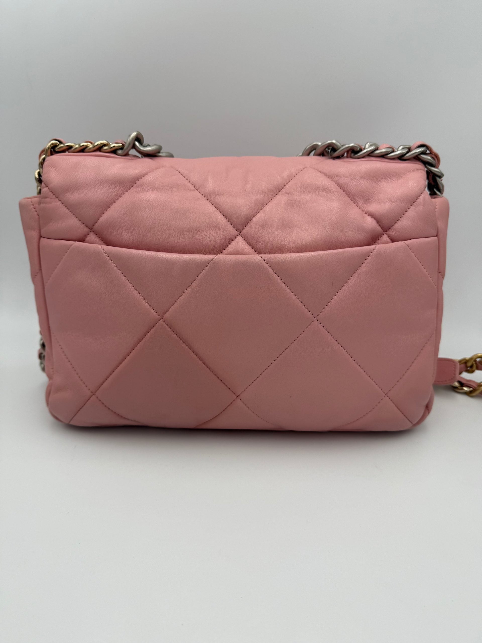 Pre-Owned Chanel CHANEL 19 Medium Pink Handbag Multicolor Women's AB (Very Good — between Lightly Used and Used)