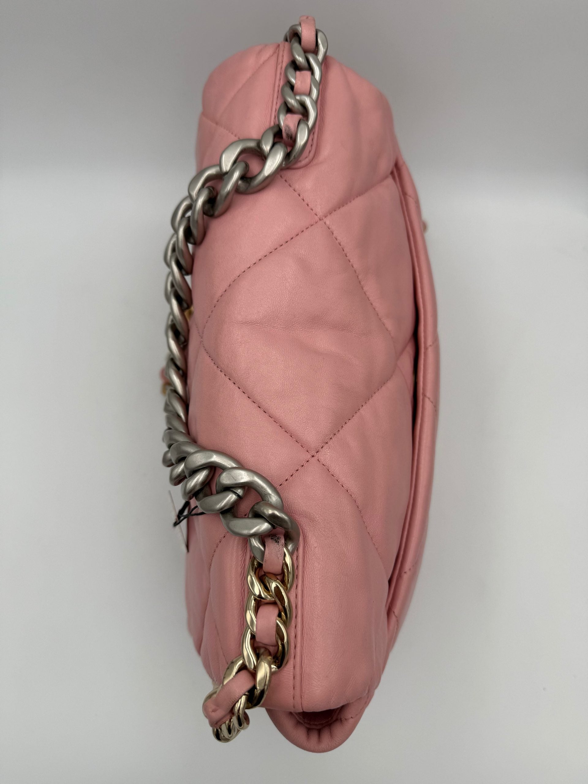 Pre-Owned Chanel CHANEL 19 Medium Pink Handbag Multicolor Women's AB (Very Good — between Lightly Used and Used)