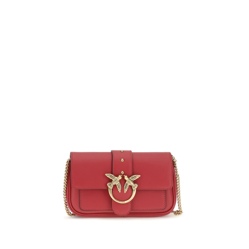 PINKO Red Leather Shoulder Bag