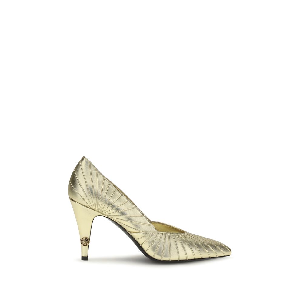 Versace Gold Leather High Heel Pumps