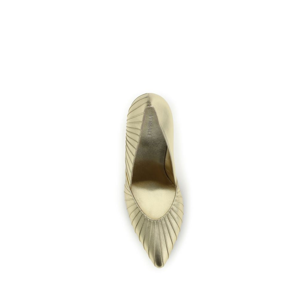 Versace Gold Leather High Heel Pumps