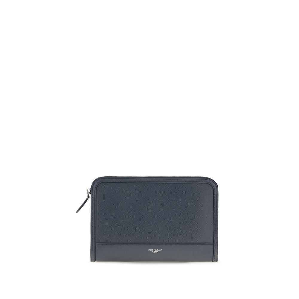 Dolce & Gabbana Blue Calf Leather Bos Taurus Clutch Bag