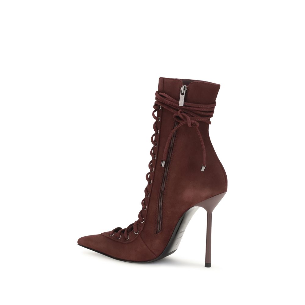 LE SILLA Bordeaux Leather Lace-Up Boots