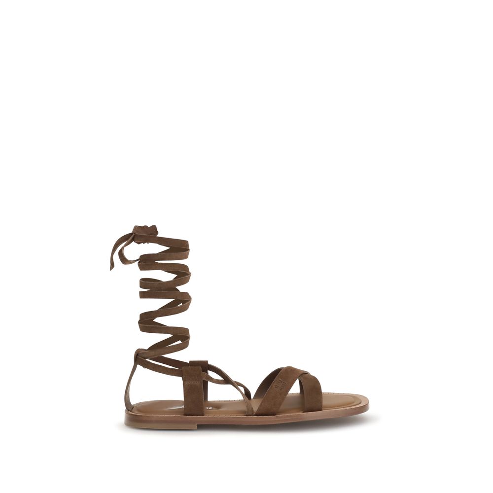 Miu Miu Brown Leather Strap-On Sandals