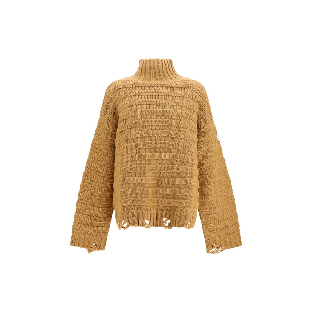 MM6 Beige Wool Turtleneck