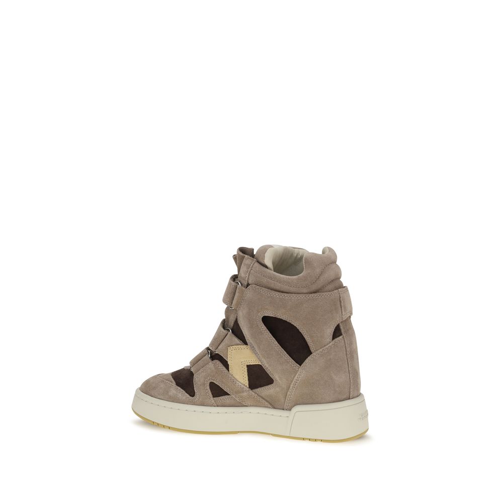 Isabel Marant Beige Calf Leather Bos Taurus High Top Sneakers