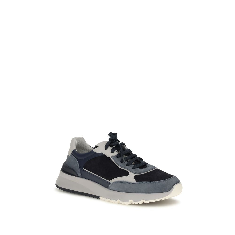 Brunello Cucinelli Blue Leather Athletic Sneakers