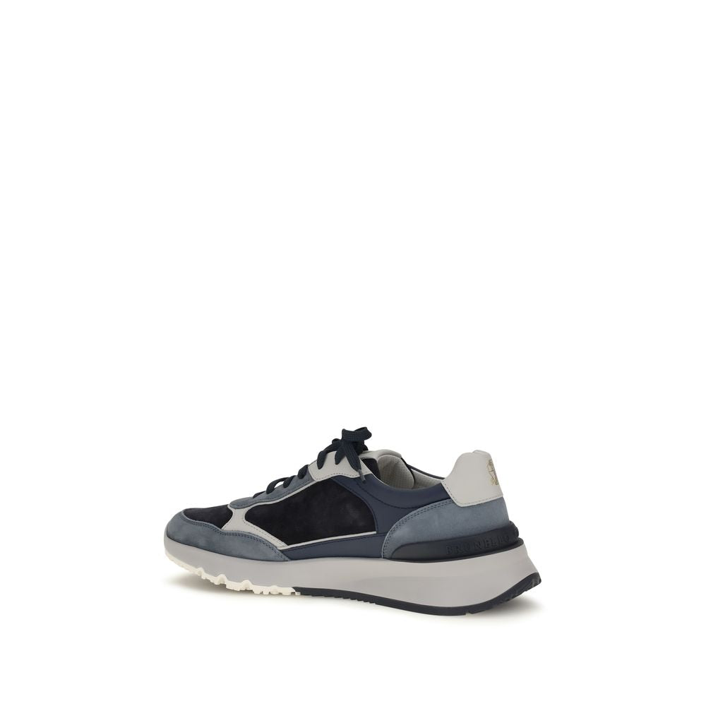 Brunello Cucinelli Blue Leather Athletic Sneakers