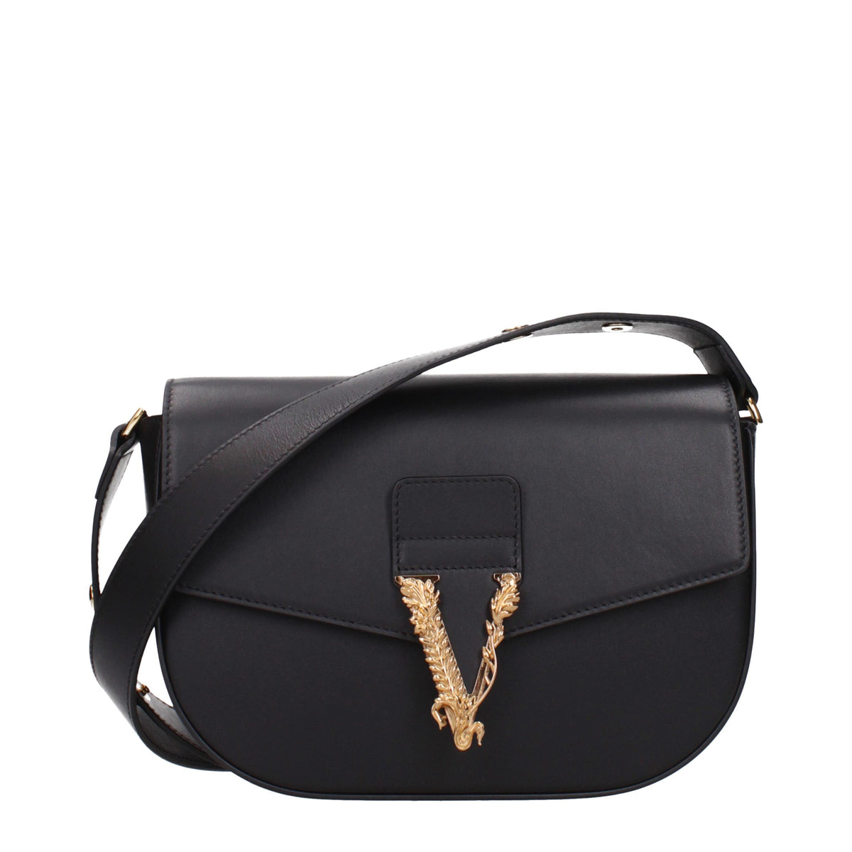 New Versace Black Leather Crossbody Bag