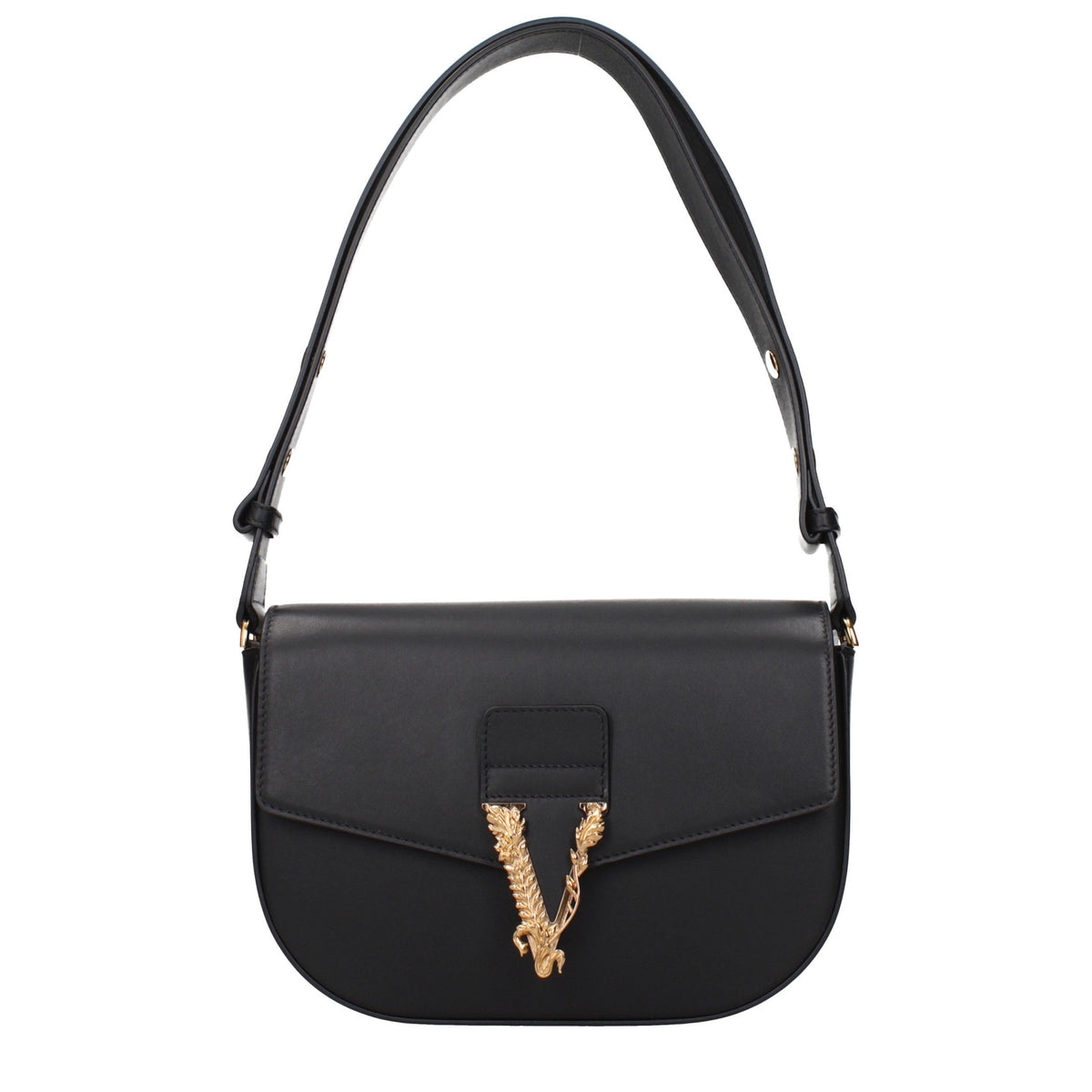 New Versace Black Leather Crossbody Bag