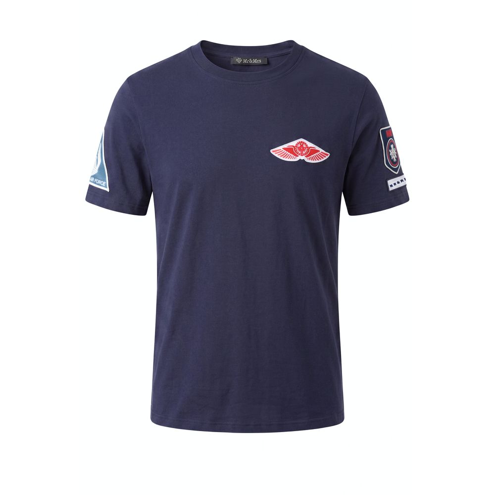 Mr&Mrs Italy Blue Cotton Men T-shirt