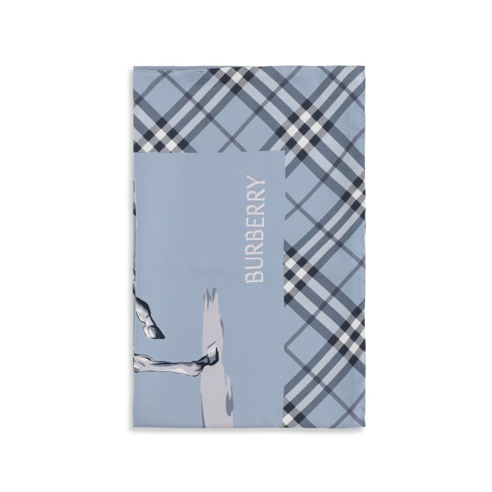 New Burberry Blue Silk Scarf