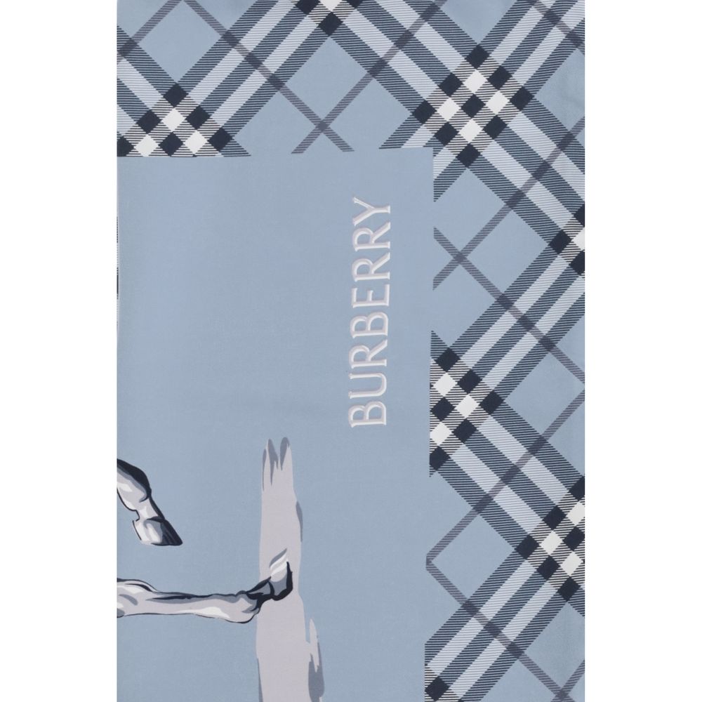 New Burberry Blue Silk Scarf