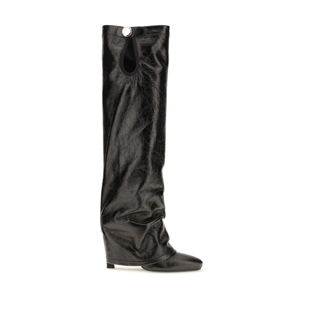 The Attico Black Leather Ankle Boots