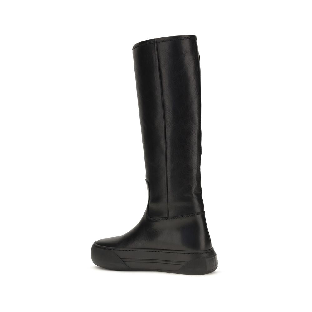 Chloé Black Leather Flat Boots