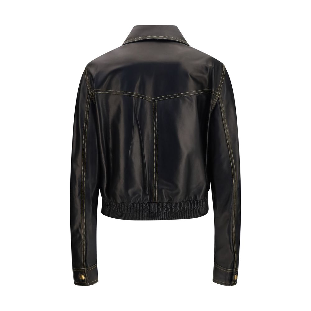 Versace Black Aries Aries Leather Jacket