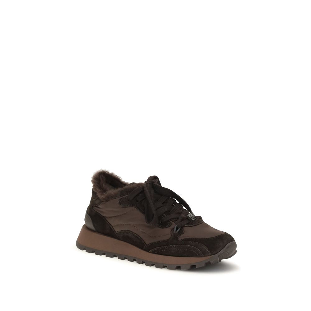Brunello Cucinelli Black Leather Athletic Sneakers